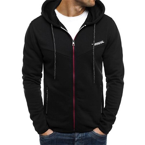 

Men's Full Zip Hoodie Jacket Letter Zipper Pocket Daily Holiday Going out Hot Stamping Casual Streetwear Hoodies Sweatshirts Black Light gray Dark Gray