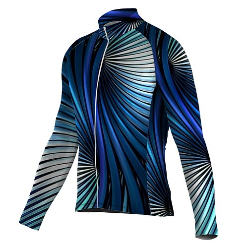 

21Grams Men's Cycling Jersey Long Sleeve Bike Top with 3 Rear Pockets Mountain Bike MTB Road Bike Cycling Breathable Quick Dry Moisture Wicking Reflective Strips Blue Stripes Polyester Spandex Sports