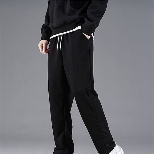 

Men's Sweatpants Joggers Trousers Casual Pants Drawstring Elastic Waist Straight Leg Solid Color Comfort Breathable Casual Daily Streetwear Sports Fashion Black Grey Micro-elastic / Elasticity