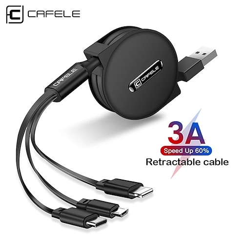 

Cafele Multi Charging Cable USB Cable Xiaomi 3 in 1 Micro Type-c for iPhone Charger Cable Portable Retractable Fast Charge for Huawei Charger Cable