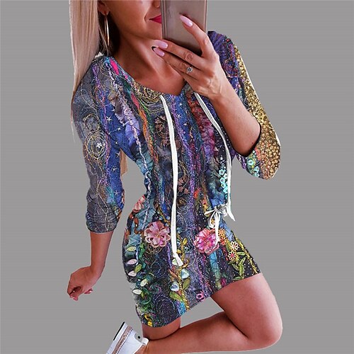 

Women's Hoodie Dress Bodycon Short Mini Dress Purple Long Sleeve Letter Print Fall Winter Hooded Fashion 2022 S M L XL XXL 3XL