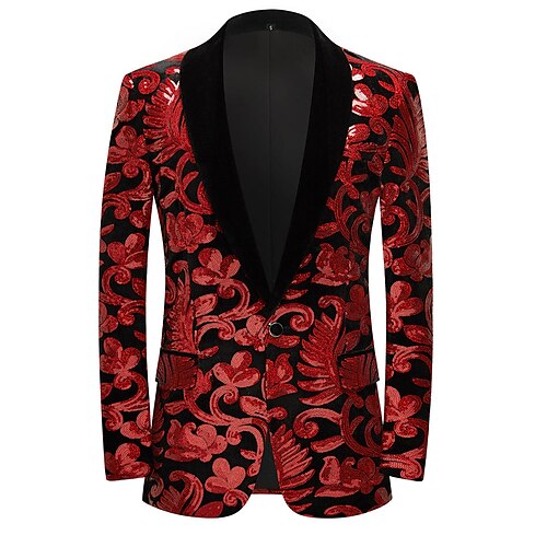 

Prince Aristocrat Retro Vintage Rococo Baroque Victorian Masquerade Tuxedo Men's Sequins Costume Vintage Cosplay Party / Evening Long Sleeve Coat Masquerade