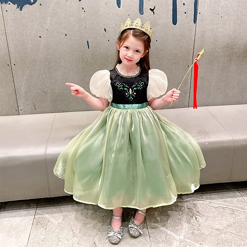 

Kids Little Girls' Dress Floral A Line Dress Party Performance Green Asymmetrical Short Sleeve Princess Sweet Dresses Fall Winter Regular Fit 3-10 Years