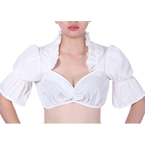 

Corset Women's Corset Tops Blusen Date Party & Evening Oktoberfest Costume White Country Bavarian Solid Color / V Neck / Sexy