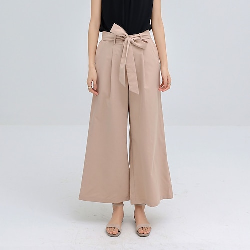 

Women's Culottes Wide Leg Chinos Pants Trousers Green Khaki Dark Gray Mid Waist Fashion Casual Work Weekend Side Pockets Micro-elastic Ankle-Length Comfort Solid Color M L XL / Loose Fit