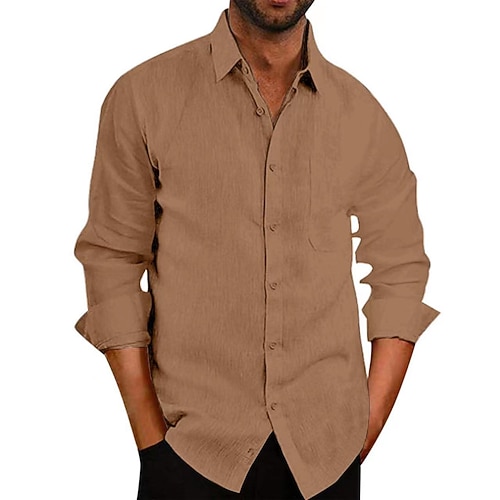 

Men's Dress Shirt Solid Color Turndown Street Casual Button-Down Long Sleeve Tops Business Lightweight Fashion Comfortable Green White Gray