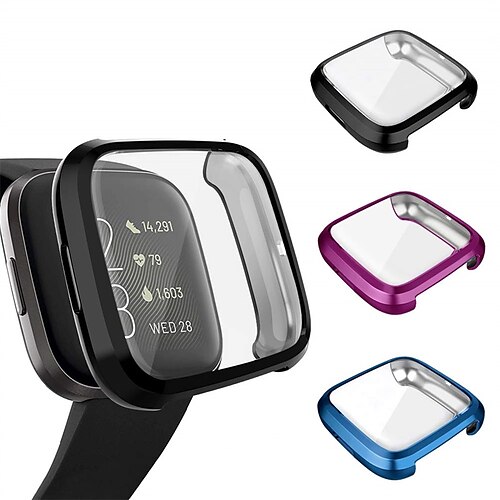 

3 Pack Watch Case with Screen Protector Compatible with Fitbit Versa 2 Scratch Resistant Rugged Bumper Full Cover Soft TPU Watch Cover