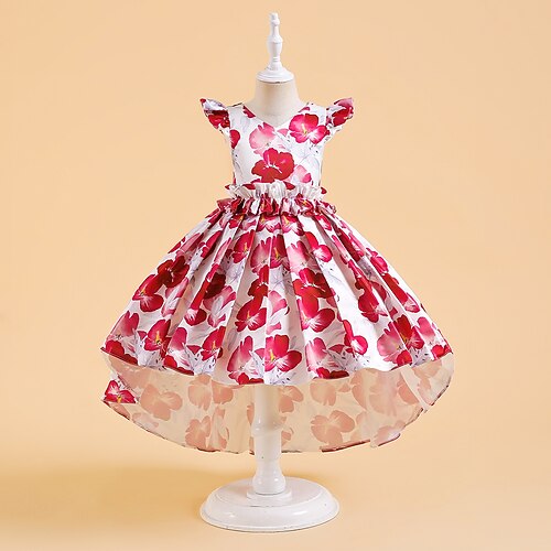 

Kids Girls' Dress Graphic A Line Dress Knee-length Dress Print Short Sleeve Cute Dress 2-6 Years Wine