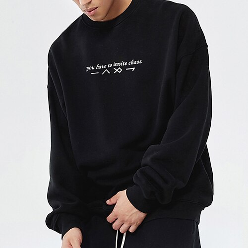 

Men's Sweatshirt Pullover Graphic Letter Print Daily Holiday Going out Hot Stamping Streetwear Casual Hoodies Sweatshirts Long Sleeve White Black