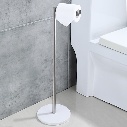 Free Standing Toilet Paper Holder Stand with Marble Base,304 Stainless  Steel Rustproof Tissue Roll Holder Floor Stand Storage for Bathroom  (Chrome) 2023 - US $53.99