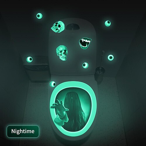 

Faceless Female Toilet Stickers Luminous Halloween Series Theme Hotel Bathroom Decoration