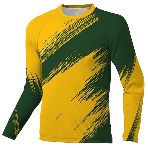 

Men's Downhill Jersey Long Sleeve Green Yellow Graffiti Bike Breathable Quick Dry Polyester Spandex Sports Graffiti Clothing Apparel / Stretchy