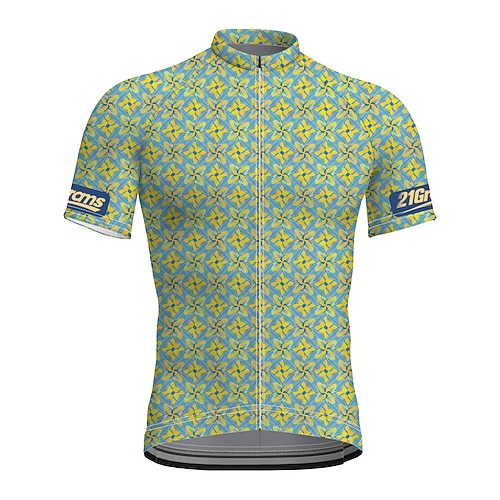 

21Grams Men's Cycling Jersey Short Sleeve Bike Top with 3 Rear Pockets Mountain Bike MTB Road Bike Cycling Breathable Quick Dry Moisture Wicking Reflective Strips Yellow Floral Botanical Polyester