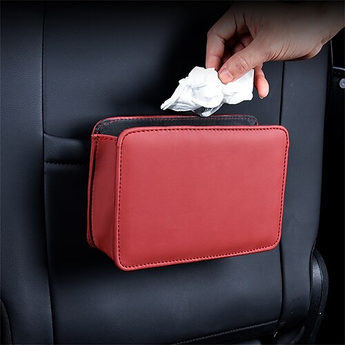 

1pcs Car Backseat Trash Can Keep Car Clean Collapsible Easy to Install Leather For SUV Truck Van