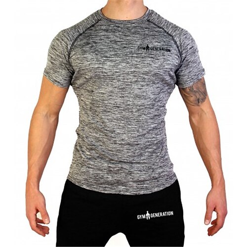 

Men's Running Shirt Short Sleeve Tee Tshirt Athletic Cotton Breathable Quick Dry Moisture Wicking Gym Workout Running Active Training Sportswear Activewear Dark Grey Blue Light Grey