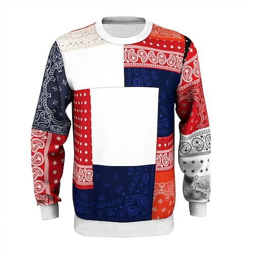 

Men's Unisex Sweatshirt Pullover White Crew Neck Color Block Print Daily Sports Holiday 3D Print Streetwear Casual Big and Tall Spring & Fall Clothing Apparel Hoodies Sweatshirts Long Sleeve