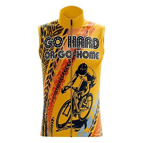

21Grams Men's Cycling Vest Sleeveless Black Yellow Graphic Bike Breathable Quick Dry Reflective Strips Back Pocket Polyester Spandex Sports Graphic Clothing Apparel