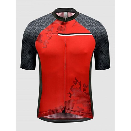 

21Grams Men's Cycling Jersey Short Sleeve Bike Top with 3 Rear Pockets Mountain Bike MTB Road Bike Cycling Breathable Quick Dry Moisture Wicking Reflective Strips White Green Red Polyester Spandex