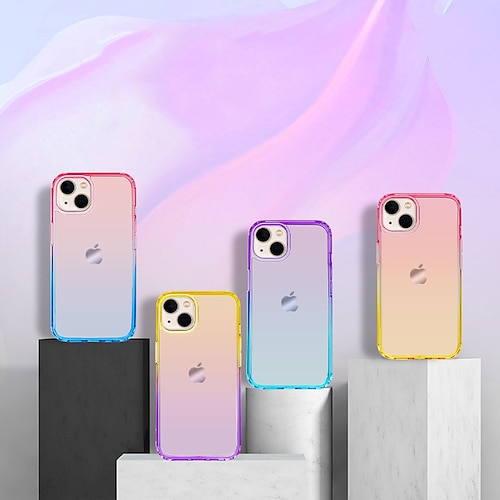 

Phone Case For Apple Classic Series iPhone 14 Pro Max 13 Pro Max 12 Mini 11 Bumper Frame Full Body Protective Soft Edges Color Gradient TPU