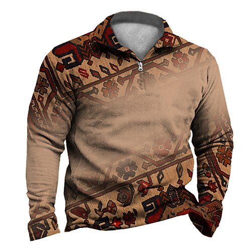 

Men's Unisex Zip Up Sweatshirt Pullover Quarter Zipper Sweatshirt Green Blue Purple Brown Gray Half Zip Graphic Prints Zipper Print Daily Sports 3D Print Designer Casual Big and Tall Spring & Fall