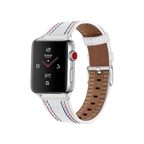 

1pc Smart Watch Band Compatible with Apple iWatch 38/40/41mm 42/44/45mm Genuine Leather Luxury Adjustable Breathable Leather Loop for iWatch Smartwatch Strap Wristband for Series 7 / SE / 6/5/4/3/2/1