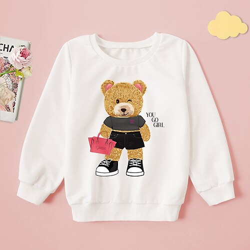 

Kids Girls' Sweatshirt Graphic Daily Long Sleeve Crewneck Neutral 3-8 Years Fall White