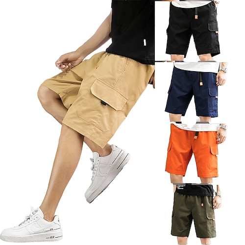 

Men's Chic Modern Casual / Sporty Chinos Shorts Patchwork Multiple Pockets Elastic Drawstring Design Knee Length Pants Casual Daily Micro-elastic Solid Colored Color Block Cotton Blend Comfort