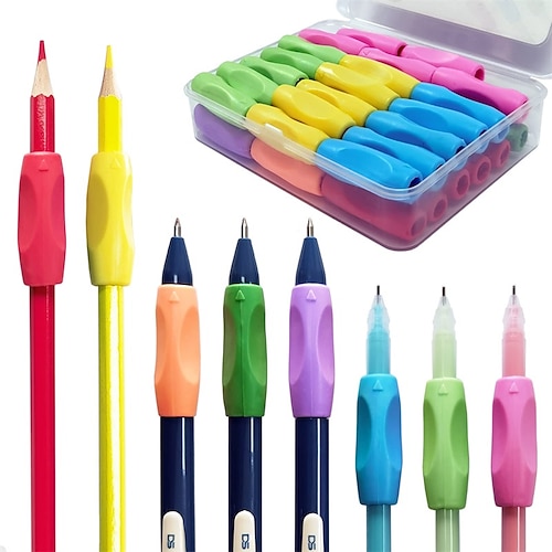 

Ergonomic Silicone Pencil Grips 40 Pcs for Kids and Adults 8 Colors Gel Pen Grips with 3 Concaves for Handwriting