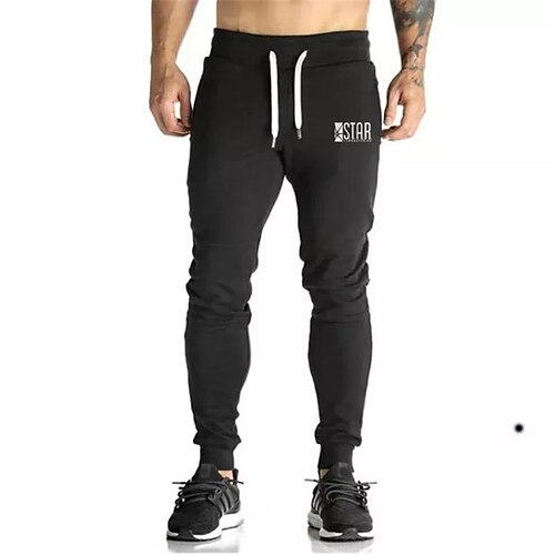

Men's Sweatpants Joggers Trousers Drawstring Side Pockets Elastic Waist Letter Graphic Prints Comfort Breathable Sports Outdoor Casual Daily Cotton Blend Terry Streetwear Stylish Black Micro-elastic