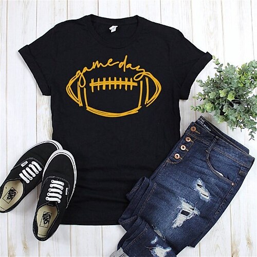 

Women's T shirt Tee Baseball Casual Weekend Painting T shirt Tee Short Sleeve Print Round Neck Basic Green Black Purple S