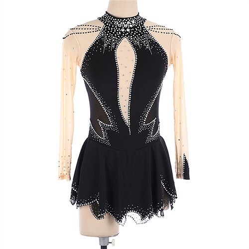 

Figure Skating Dress Women's Girls' Ice Skating Dress Black High Elasticity Training Competition Skating Wear Crystal / Rhinestone Long Sleeve Ice Skating Figure Skating / Winter