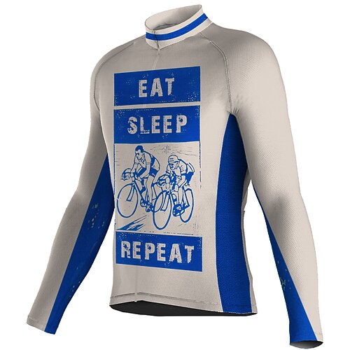 

21Grams Men's Cycling Jersey Long Sleeve Bike Top with 3 Rear Pockets Mountain Bike MTB Road Bike Cycling Breathable Quick Dry Moisture Wicking Reflective Strips White Graphic Polyester Spandex Sports