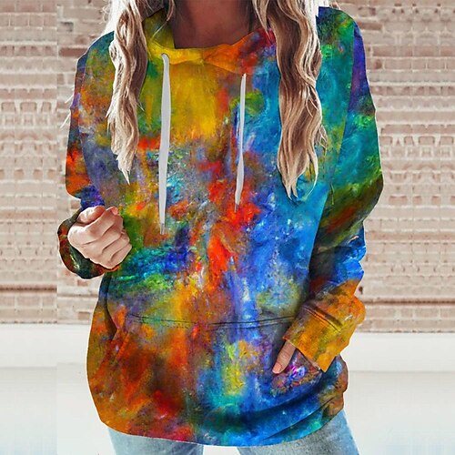 

Women's Hoodie Sweatshirt Blue Graphic Sports Long Sleeve 3XL