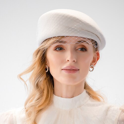 

Sweet Style Elegant 100% Wool Hats / Headwear with Pure Color / Tulle 1PC Wedding / Party / Evening / Melbourne Cup Headpiece