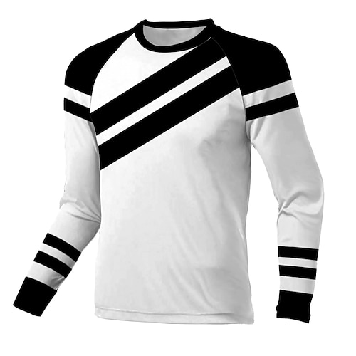 

21Grams Men's Downhill Jersey Long Sleeve White Stripes Bike Breathable Quick Dry Polyester Spandex Sports Stripes Clothing Apparel / Stretchy