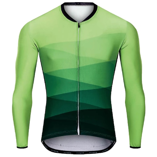 

21Grams Men's Cycling Jersey Long Sleeve Bike Top with 3 Rear Pockets Mountain Bike MTB Road Bike Cycling Breathable Quick Dry Moisture Wicking Reflective Strips Green Purple Blue Polyester Spandex