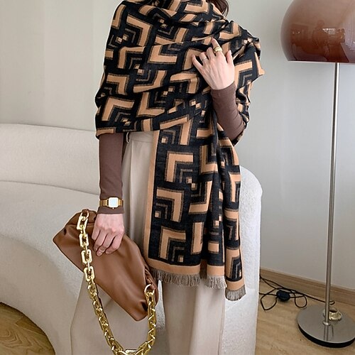 

Women's New Long Letter Thickened Cashmere Scarf Stitching Extended 2022 Autumn and Winter Shawl