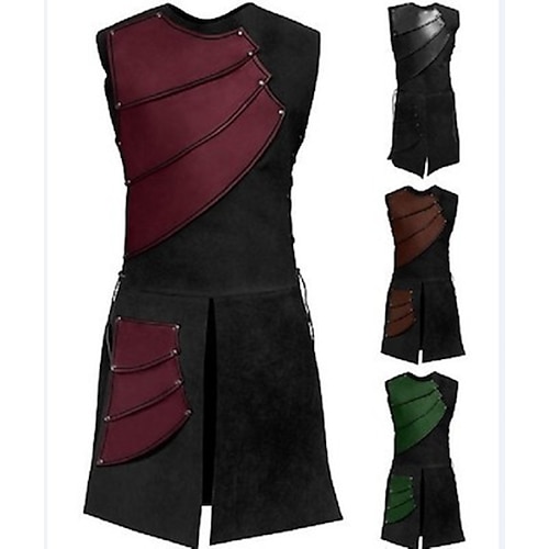 

Men's Vest Breathable Carnival Party Favor Open Front Crewneck Cosplay Traditional / Classic Jacket Outerwear Geometric Pattern Faux Fur Trim Red Brown Black / Fall / Sleeveless