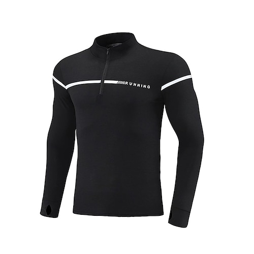 

Men's Workout Shirt Running Shirt Half Zip Long Sleeve Top Athletic Breathable Quick Dry Moisture Wicking Gym Workout Running Active Training Sportswear Activewear Stripes Black Light Green LightBlue