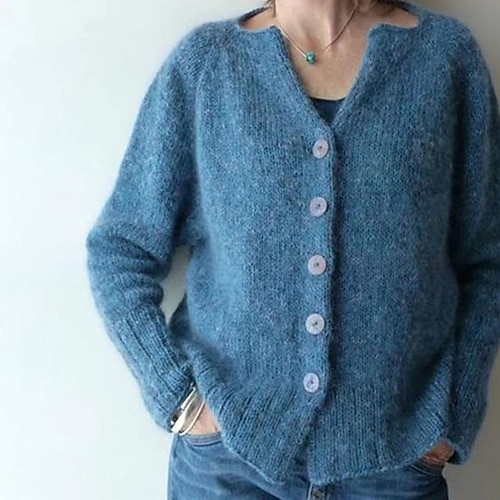 

cardigan da donna maglione maglione crochet lavorato a maglia bottone tinta unita scollo a v elegante casual quotidiano data autunno inverno marrone 2xl