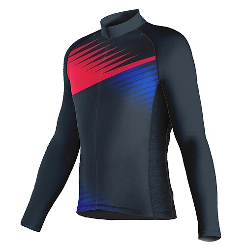 

21Grams Men's Cycling Jersey Long Sleeve Bike Top with 3 Rear Pockets Mountain Bike MTB Road Bike Cycling Breathable Quick Dry Moisture Wicking Reflective Strips Black Polyester Spandex Sports