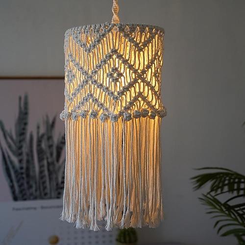 

Macrame Lamp Shade Boho Hanging Pendant Light Cover Modern Office Bedroom Living Room Nursery Dorm Room Bohemian Home Decor