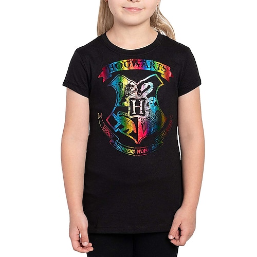 

Kids Girls' T shirt Letter Outdoor 3D Print Short Sleeve Crewneck Active 3-12 Years Spring Black