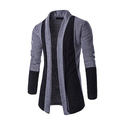 

Men's Winter Jacket Winter Coat Jacket Thermal Warm Windproof Daily Going out Cardigan Open Front Streetwear Casual Jacket Outerwear Color Block Jacquard Dark Grey Wine Light Grey / Spring / Fall