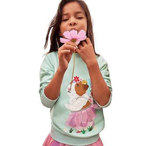 

Kids Girls' Sweatshirt Cartoon Training Long Sleeve Active 3-6 Years Winter Green