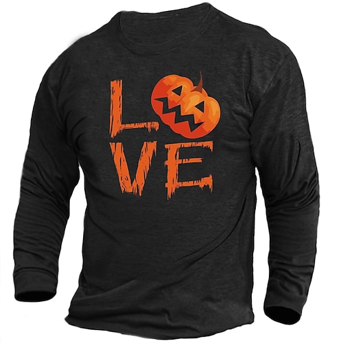 

Men's Unisex T shirt Tee Letter Pumpkin LOVE V Neck Green Black Gray Navy Blue Long Sleeve Hot Stamping Outdoor Street Print Tops Basic Sports Designer Simple