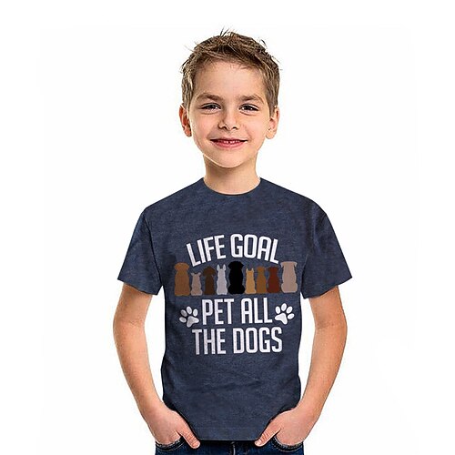 

Kids Boys T shirt Animal Outdoor 3D Print Short Sleeve Crewneck Active 3-12 Years Spring Navy Blue