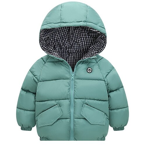 

Kids Unisex Down Coat Outerwear Plain Coat Training Active Adorable Green Black Yellow Winter Fall 2-6 Years