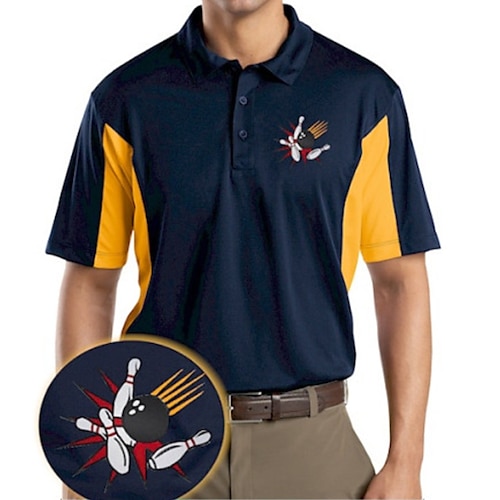 

Men's Collar Polo Shirt Golf Shirt Striped Bowling Ball Turndown Yellow Red White 3D Print Outdoor Street Short Sleeves Button-Down Print Clothing Apparel Sports Fashion Casual Breathable / Summer
