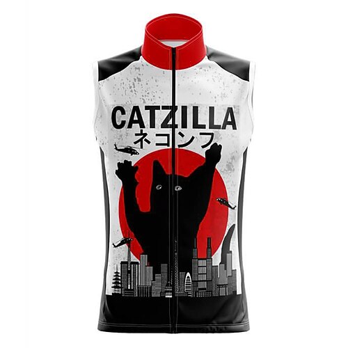 

21Grams Men's Cycling Vest Sleeveless Black Cat Bike Breathable Quick Dry Reflective Strips Back Pocket Polyester Spandex Sports Cat Clothing Apparel